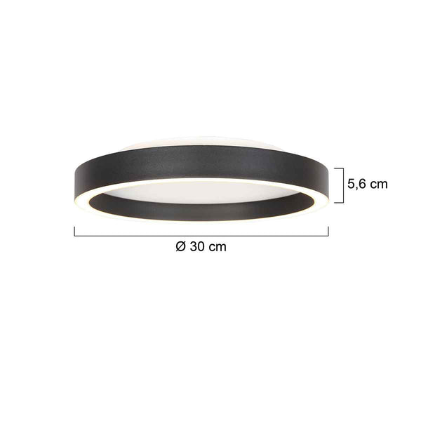 Zwarte plafondlamp ringlux 4134zw ø30cm 2500 lumen