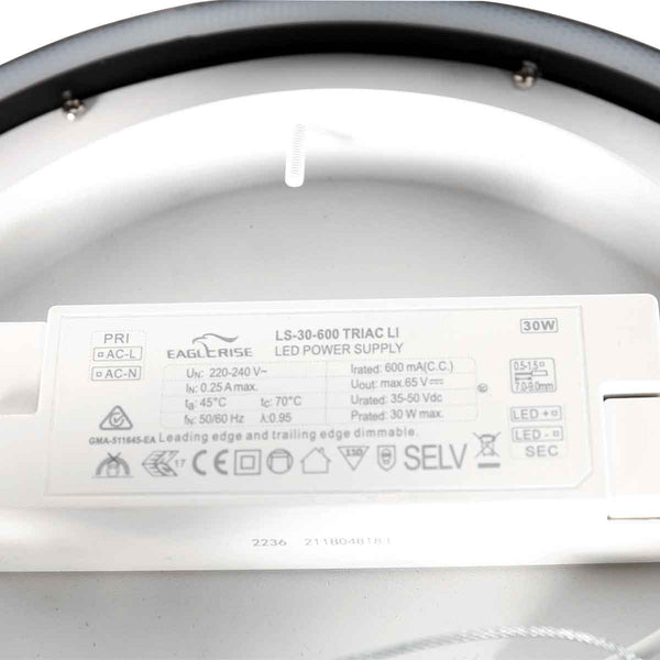 Zwarte plafondlamp ringlux 4134zw ø30cm 2500 lumen