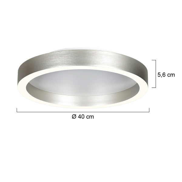 Staalkleurige plafondlamp Ringlux 4135ST Ø40CM 3600 Lumen