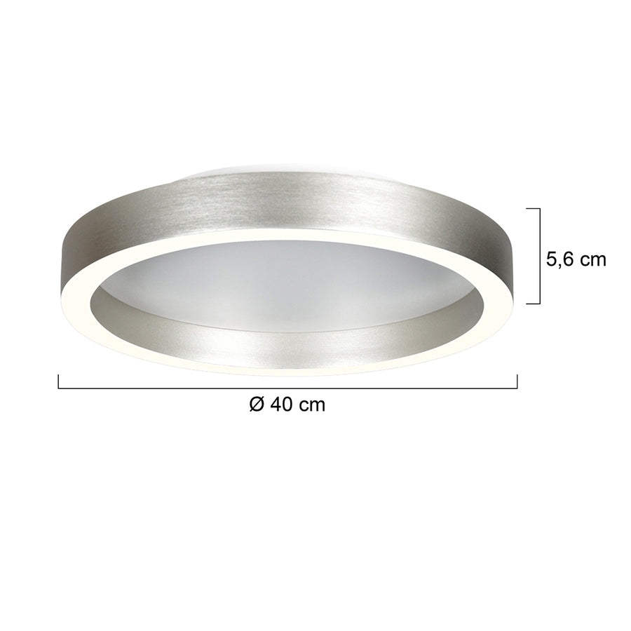 Staalkleurige plafondlamp Ringlux 4135ST Ø40CM 3600 Lumen