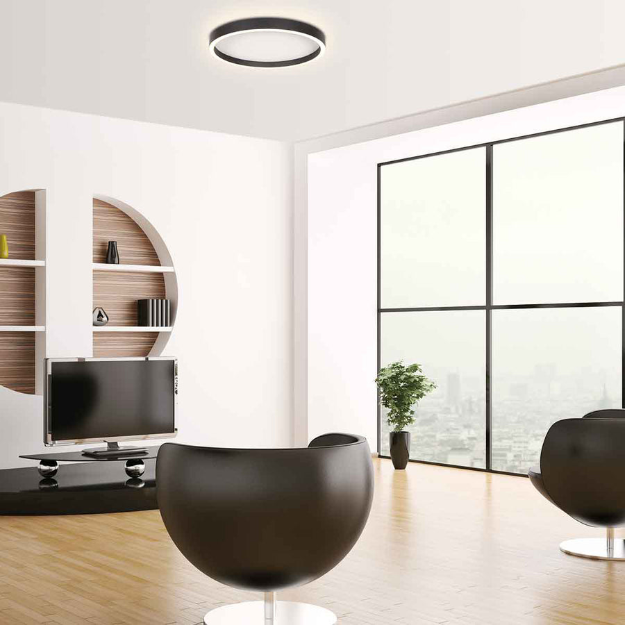 Zwarte plafondlamp ringlux 4135zw ø40cm 3600 lumen