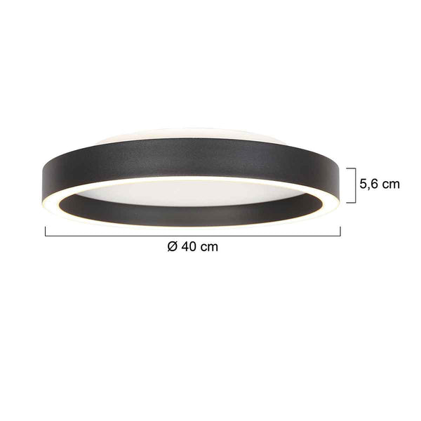 Zwarte plafondlamp ringlux 4135zw ø40cm 3600 lumen