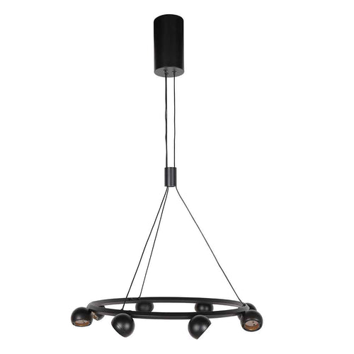 8 Lichts zwarte ronde hanglamp Marcadore ø60 cm