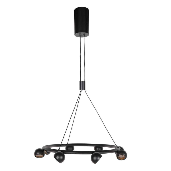 8 Lichts zwarte ronde hanglamp Marcadore ø60 cm