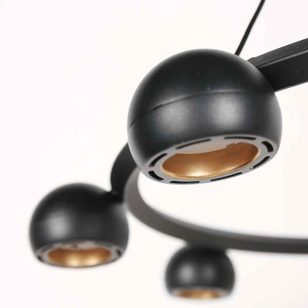 8 Lichts zwarte ronde hanglamp Marcadore ø60 cm