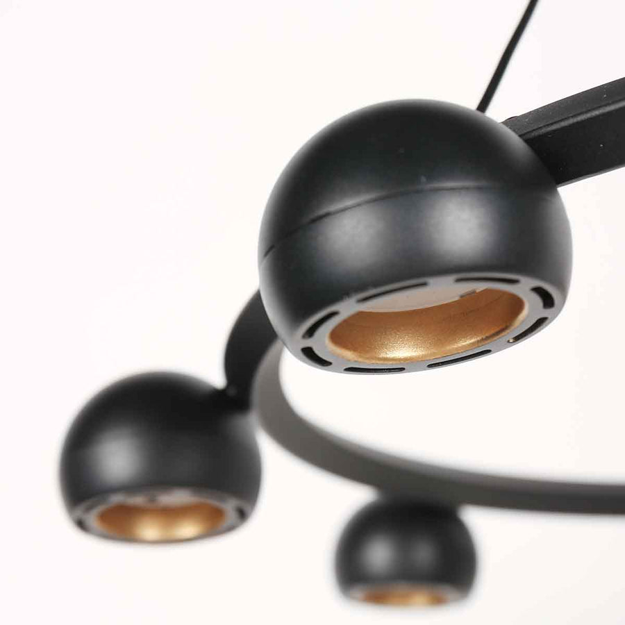8 Lichts zwarte ronde hanglamp Marcadore ø60 cm