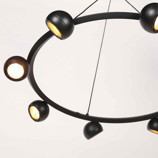 8 Lichts zwarte ronde hanglamp Marcadore ø60 cm