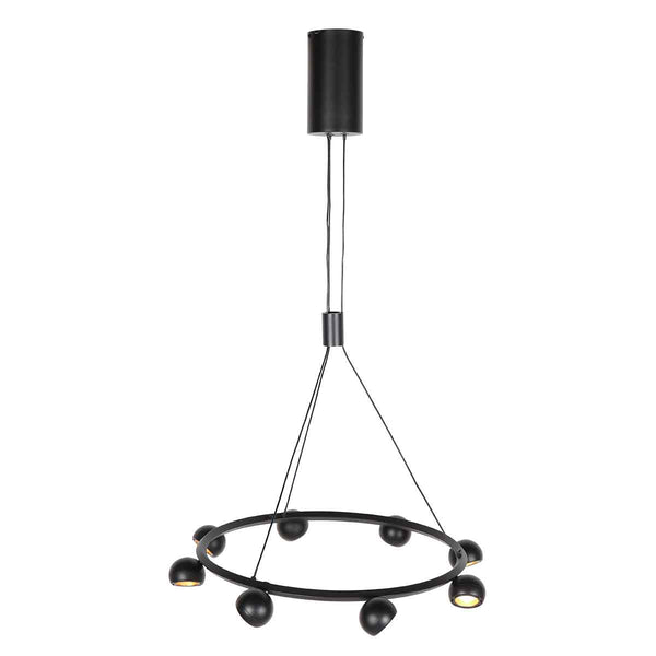 8 Lichts zwarte ronde hanglamp Marcadore ø60 cm