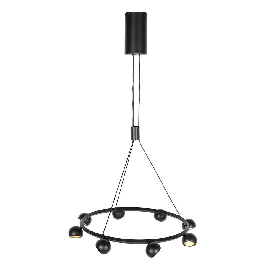 8 Lichts zwarte ronde hanglamp Marcadore ø60 cm