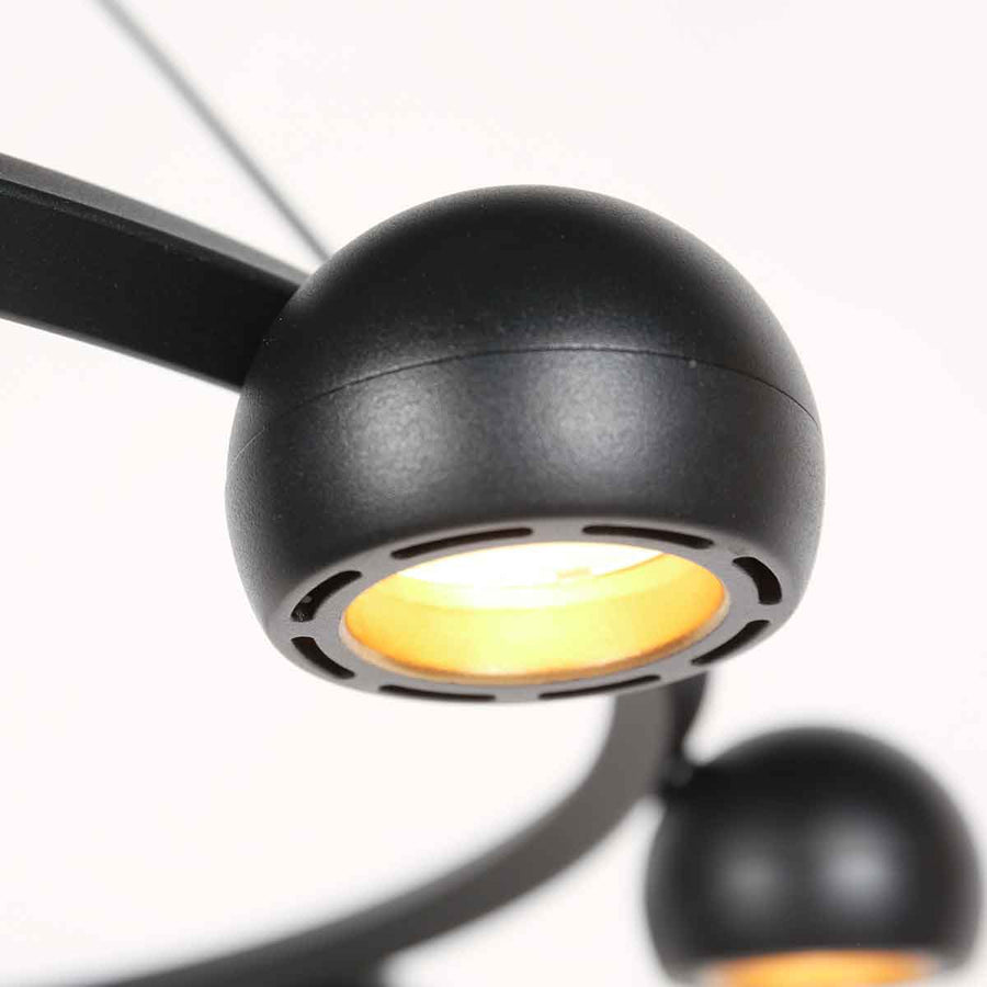 8 Lichts zwarte ronde hanglamp Marcadore ø60 cm
