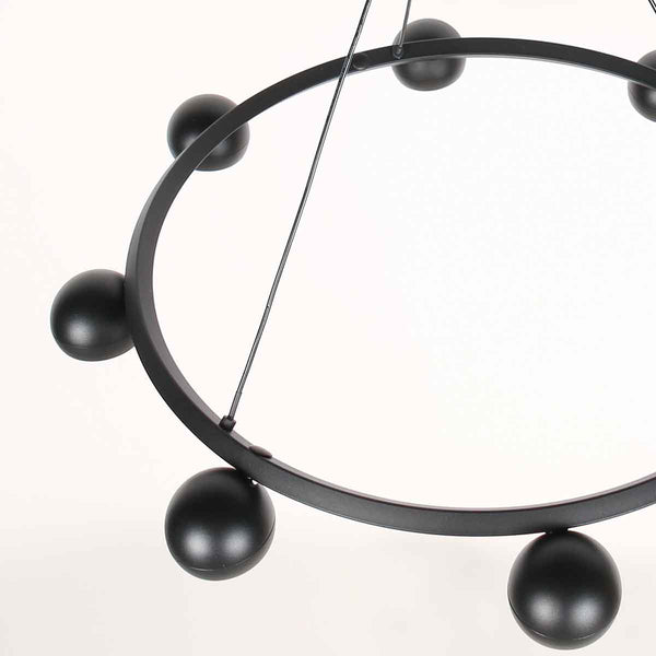 8 Lichts zwarte ronde hanglamp Marcadore ø60 cm