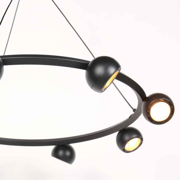 8 Lichts zwarte ronde hanglamp Marcadore ø60 cm
