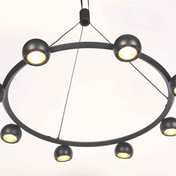8 Lichts zwarte ronde hanglamp Marcadore ø60 cm