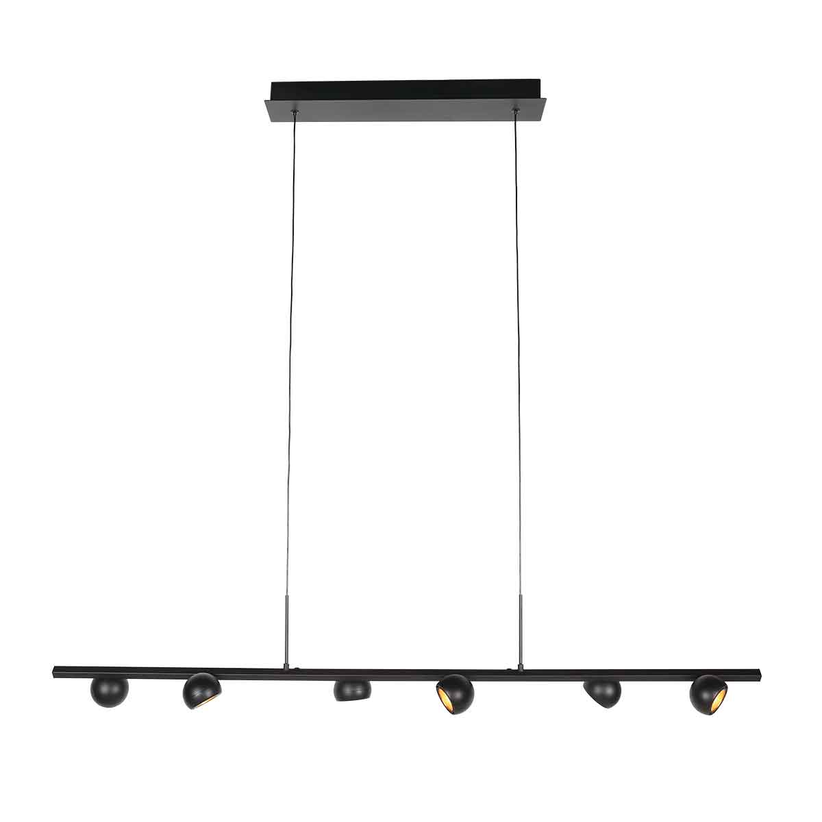 Zwarte hanglamp Marcadore 120cm breed 6 lichts