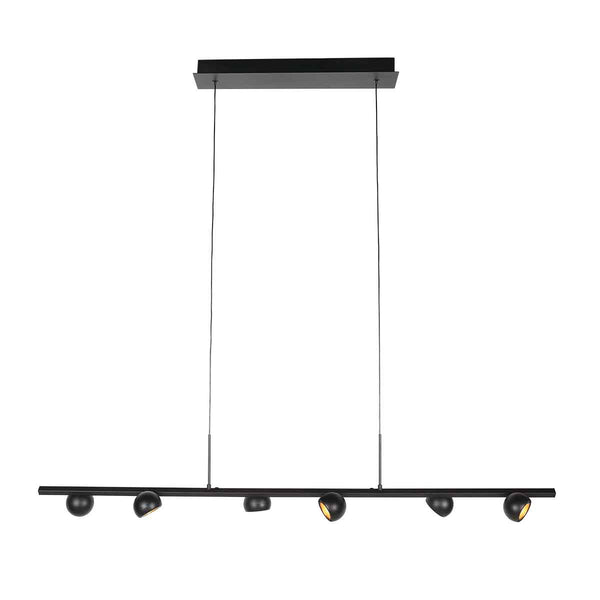 Zwarte hanglamp Marcadore 120cm breed 6 lichts