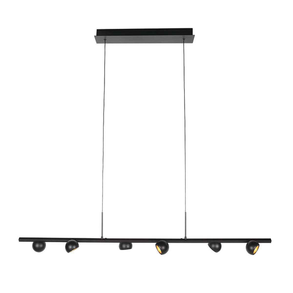 Zwarte hanglamp Marcadore 120cm breed 6 lichts