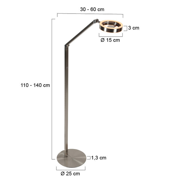 Ringlux 4138ST – verstelbare LED leeslamp in geborsteld staal