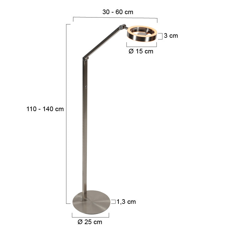 Ringlux 4138ST – verstelbare LED leeslamp in geborsteld staal