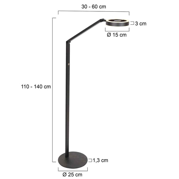 Zwarte vloerlamp Ringlux 4138ZW 1000 Lumen