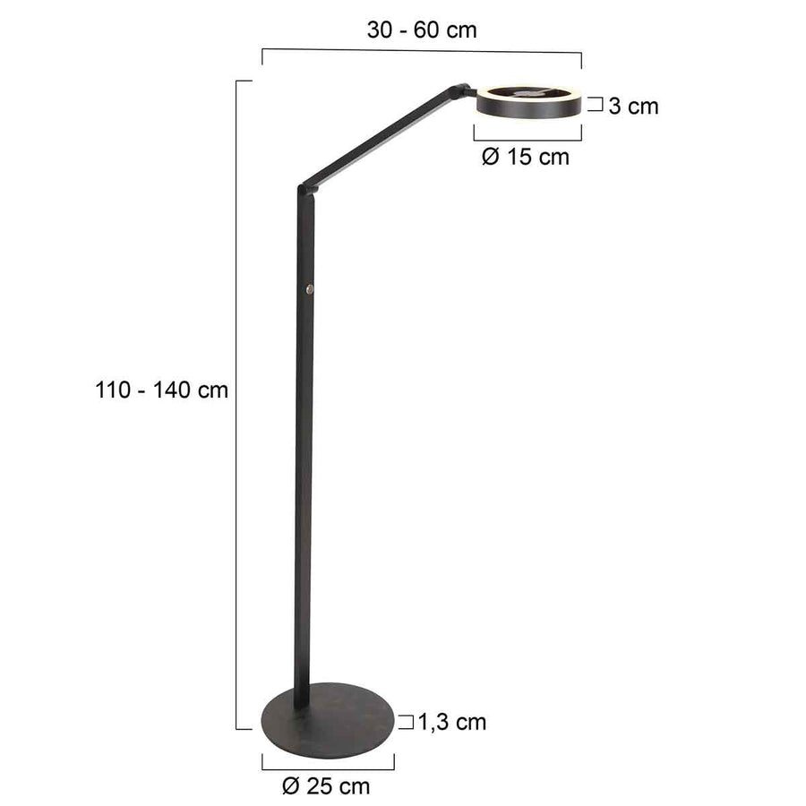 Zwarte vloerlamp Ringlux 4138ZW 1000 Lumen