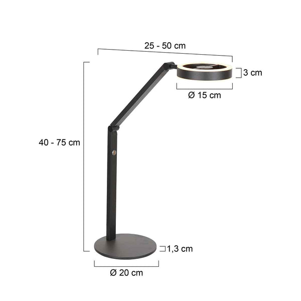 Zwarte tafellamp Ringlux 4139ZW 1000 Lumen