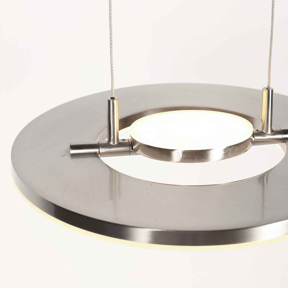 Staalkleurige hanglamp Soleil 4140ST met lift systeem