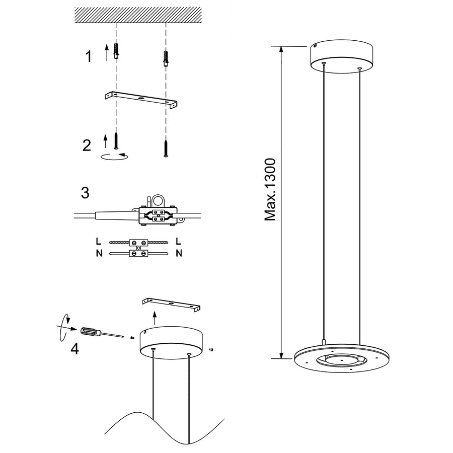 Staalkleurige hanglamp Soleil 4140ST met lift systeem
