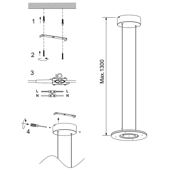 Staalkleurige hanglamp Soleil 4140ST met lift systeem