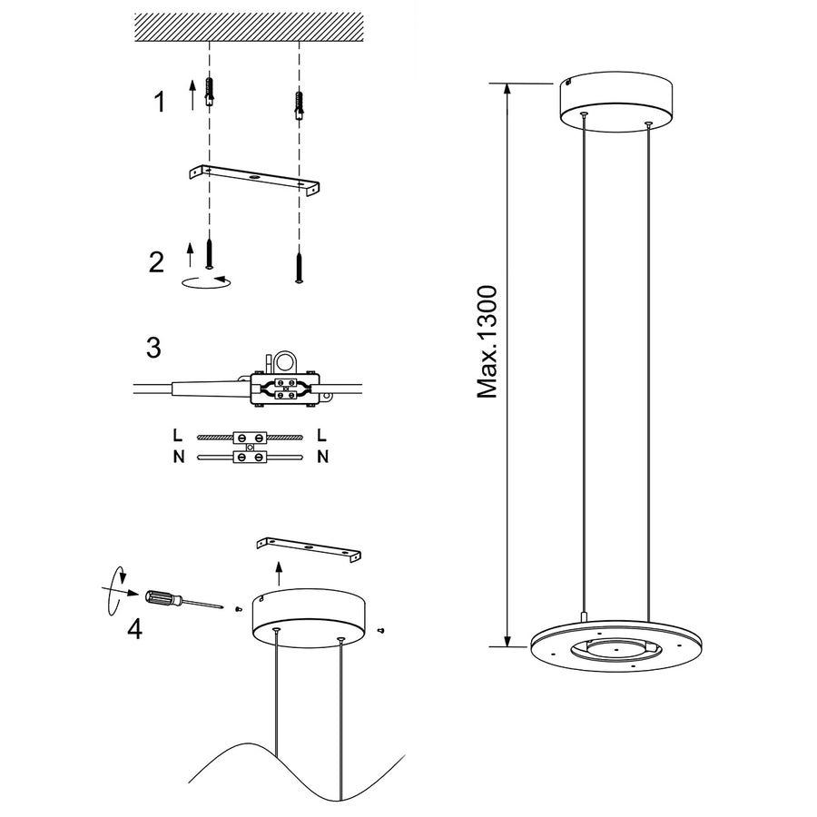 Staalkleurige hanglamp Soleil 4140ST met lift systeem