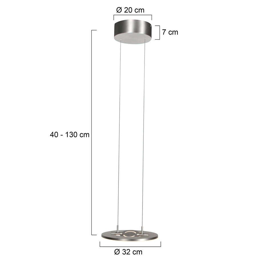 Staalkleurige hanglamp Soleil 4140ST met lift systeem