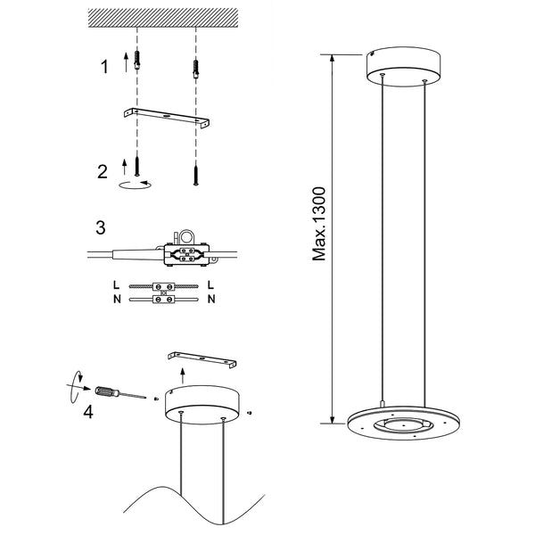 Zwarte hanglamp Soleil 4140ZW met lift systeem