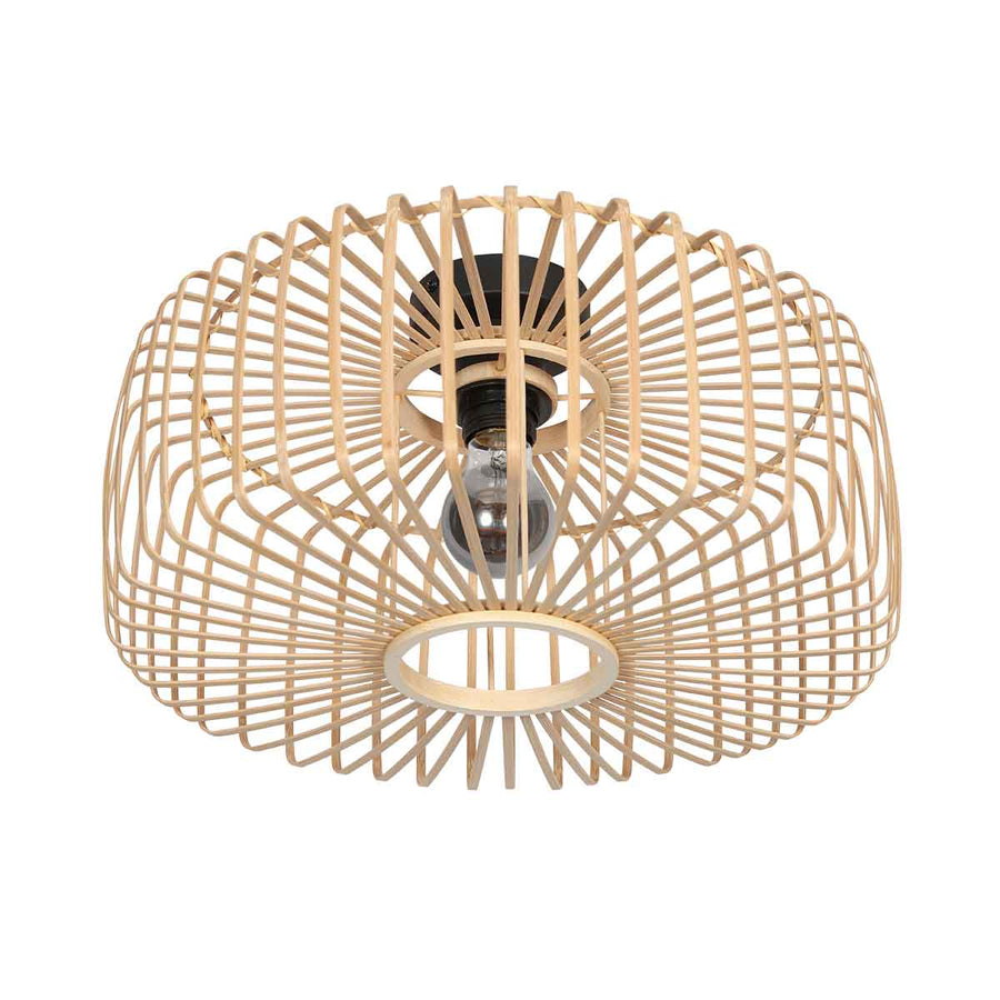 Naturelkleurige plafondlamp Bloeba 4145ZW met bamboe kap Ø 50cm