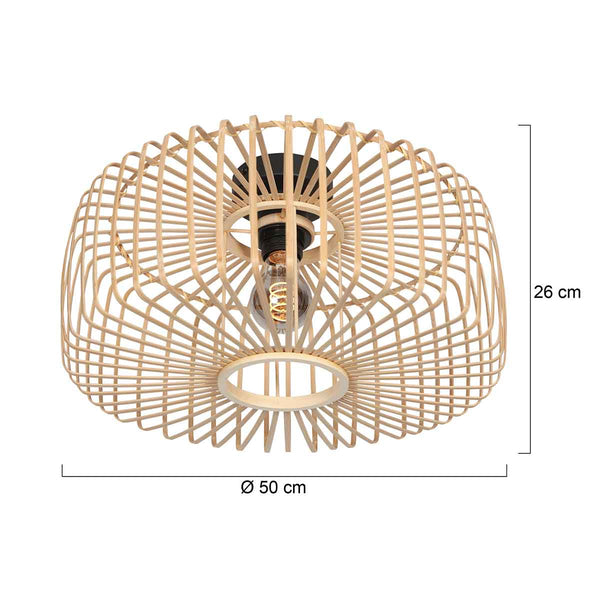 Naturelkleurige plafondlamp Bloeba 4145ZW met bamboe kap Ø 50cm