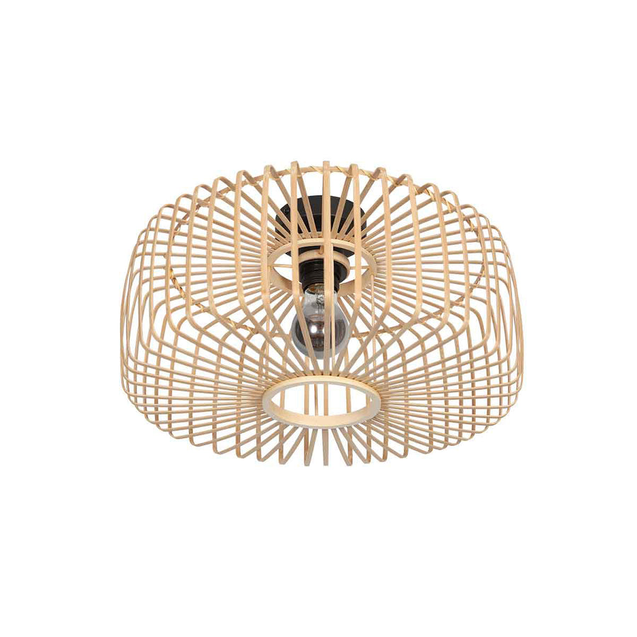 Naturelkleurige plafondlamp Bloeba 4146ZW met bamboe kap Ø40cm