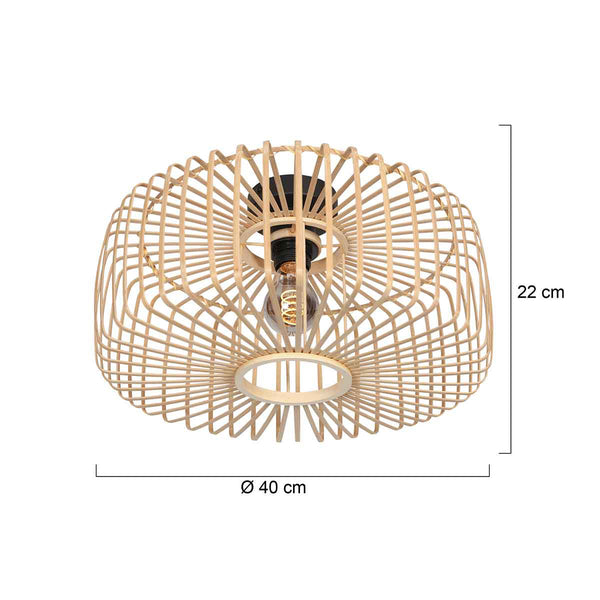Naturelkleurige plafondlamp Bloeba 4146ZW met bamboe kap Ø40cm