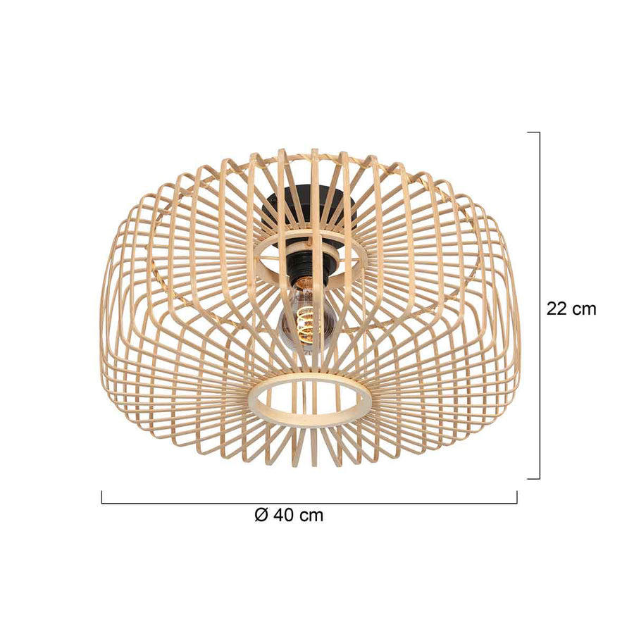 Naturelkleurige plafondlamp Bloeba 4146ZW met bamboe kap Ø40cm