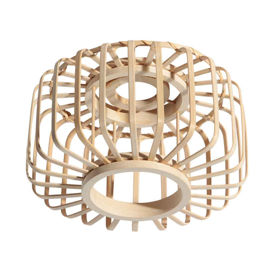 Plafondlamp breeza-beach 4147zw zwart met bamboe kap ø20 cm