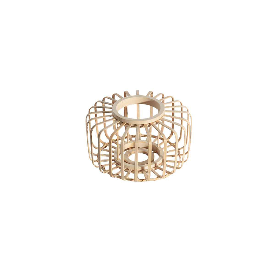 3 Lichts vloerlamp Sparkled Light 4148ZW met naturel bamboe kappen