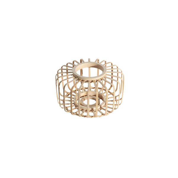 3 Lichts vloerlamp Sparkled Light 4148ZW met naturel bamboe kappen
