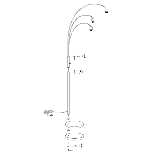 3 Lichts vloerlamp Sparkled Light 4148ZW met naturel bamboe kappen