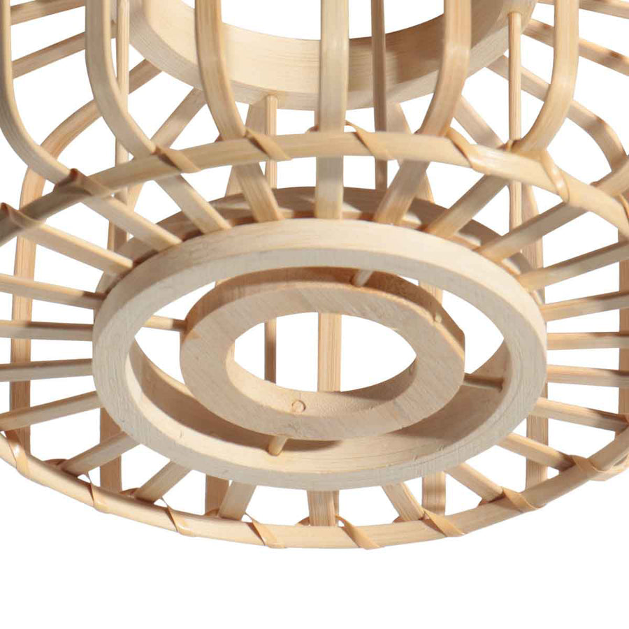3 Lichts vloerlamp Sparkled Light 4148ZW met naturel bamboe kappen