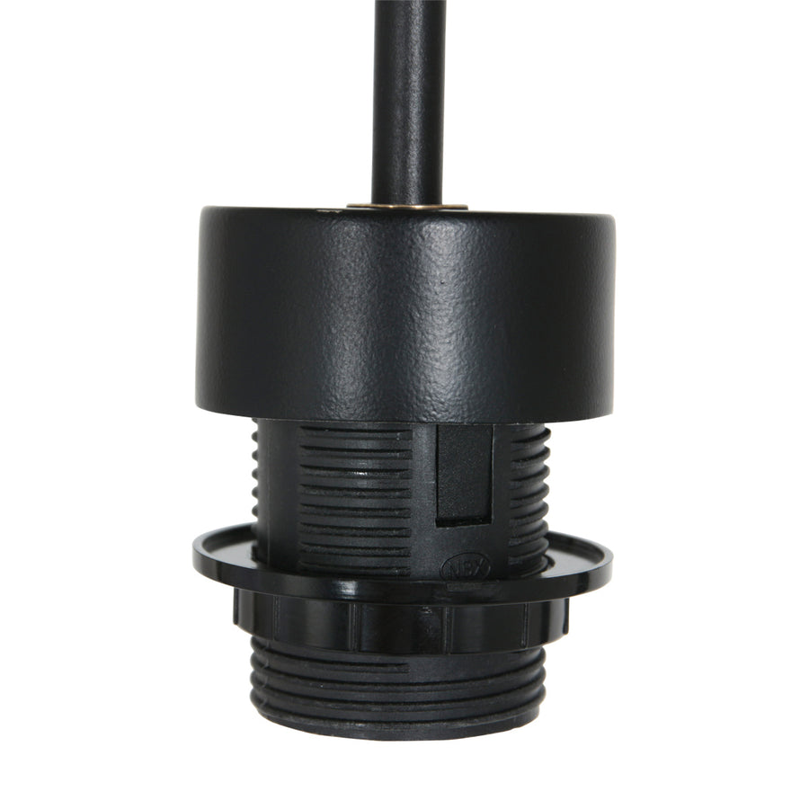 Zwarte hanglamp Sparkled Light 4152ZW met naturel bamboe kap