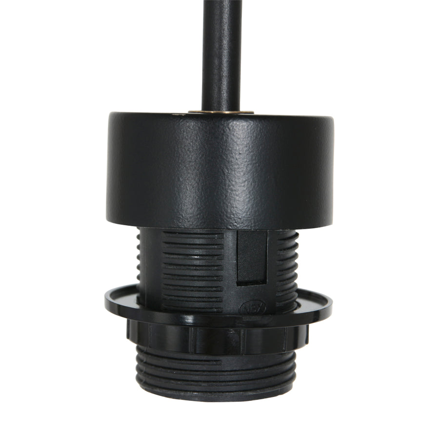 Zwarte hanglamp Sparkled Light 4152ZW met naturel bamboe kap