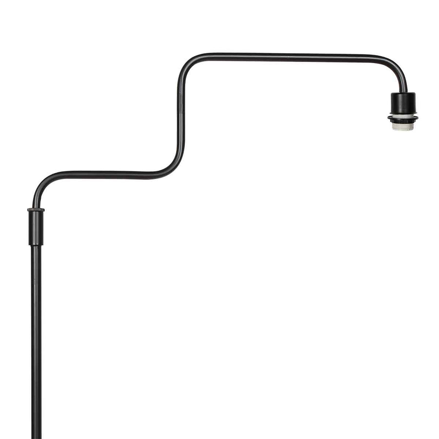 Zwarte vloerlamp Bloeba 4161ZW met zwart goud linnen kap