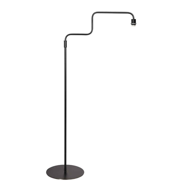 Zwarte vloerlamp Bloeba 4163ZW met grijs grof linnen kap