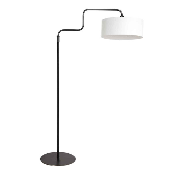 Vloerlamp bloeba 4164zw zwart met wit grof linnen kap