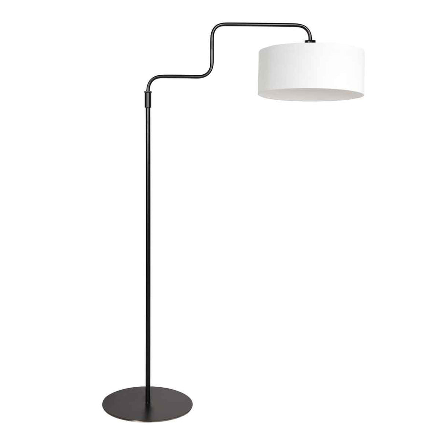 Vloerlamp bloeba 4164zw zwart met wit grof linnen kap