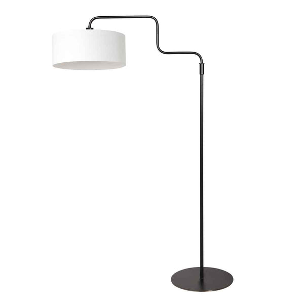 Vloerlamp bloeba 4164zw zwart met wit grof linnen kap