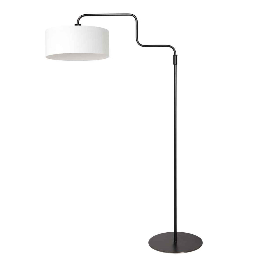 Vloerlamp bloeba 4164zw zwart met wit grof linnen kap