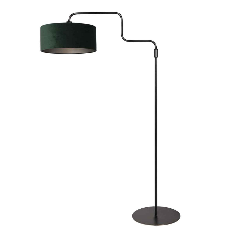 Zwarte vloerlamp Bloeba 4165ZW met groen velours kap